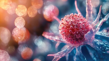 Obraz premium Close-up shot of a flower with water droplets glistening on its petals