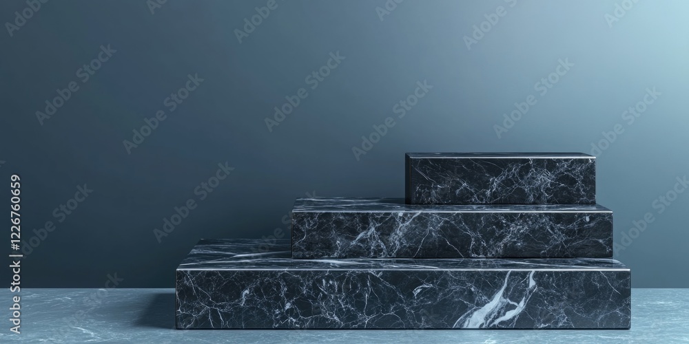Poster a series of marble blocks stacked in a modern and stylish arrangement, showcasing the natural textur
