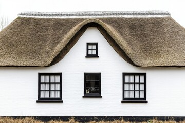 Traditional thatched roof cottage located in a rural setting showcasing charming architecture and unique design details representing local craftsmanship and heritage