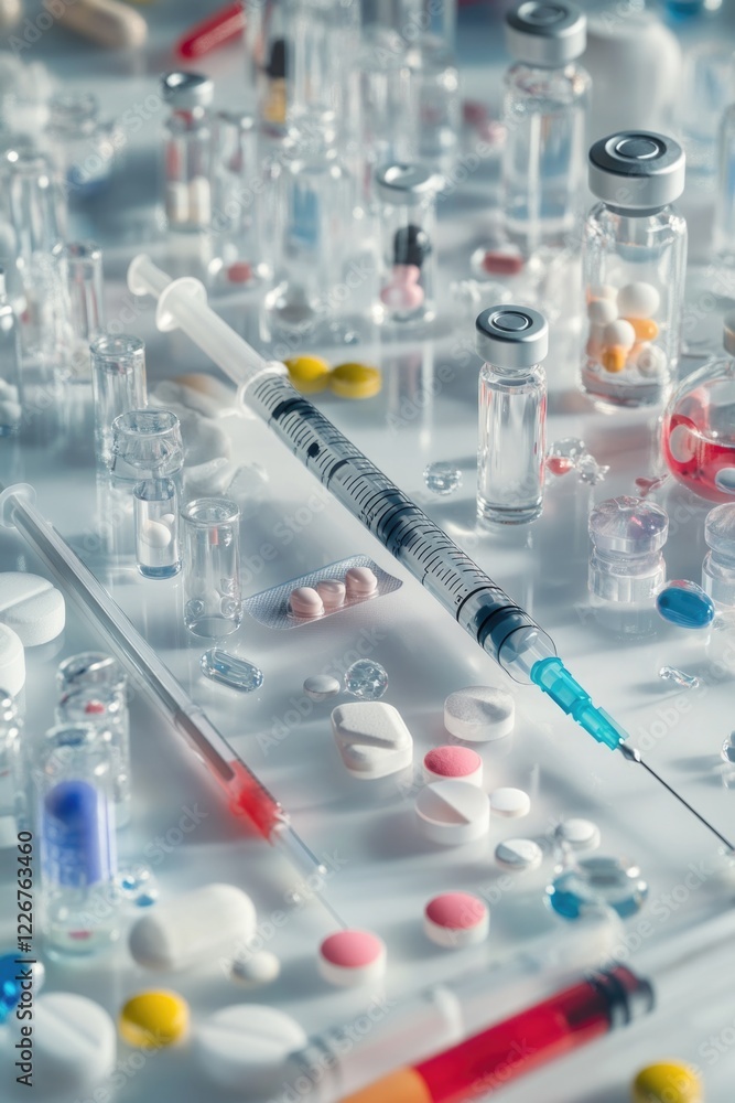 Poster a colorful array of medication on display in a medicine cabinet