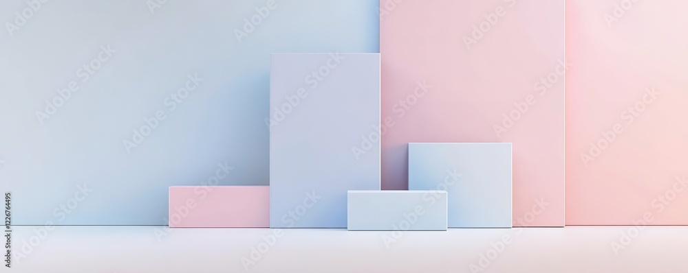Poster pastel blocks align in minimalist composition