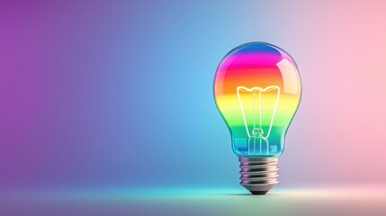 lightbulb rainbow icon Lightbulb radiating rainbow beams of light, symbolizing hope, inspiration, and positive change