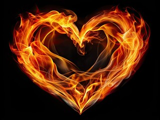 Fiery Heart Minimalist Photography, Abstract Flames, Heart of Fire