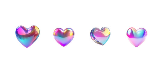 Heart icon with rainbow gradient on white background.
