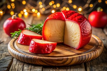 Filipino Noche Buena Cheese Ball - Red Queso de Bola on Platter
