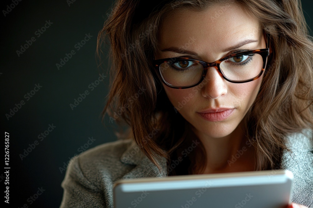 Aufkleber a person sitting and using a tablet computer, possibly working or browsing