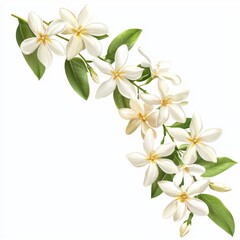 Elegant White Flower Arrangement with Green Leaves for Decorative and Artistic Use