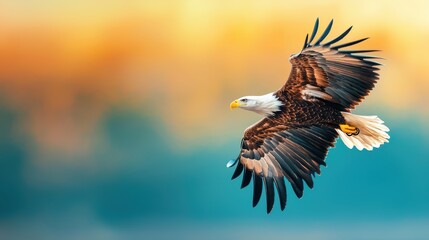 Wing Wildlife Eagle wings spread in flight, blue sky background, represents power and freedom