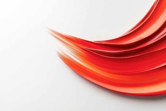 Dynamic red curves flow gracefully, creating sense of movement a