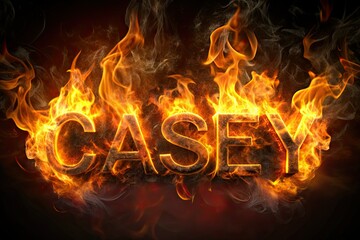 Fototapeta premium Firey Casey Name, Low Light Flames, Abstract Art