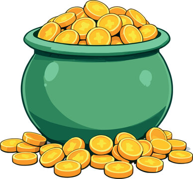 green pot of gold coins clip art preview