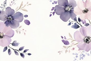 Fototapeta premium Lavender flower illustrations in watercolor perfect for elegant wedding invitations, handcrafted bouquets, greeting card designs, and charming home decor accents