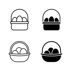 Easter eggs in basket icon set color editable