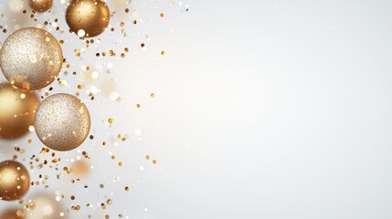 gradient gold background confetti copy space Gold and white gradient background with sparkling gold confetti, ideal for wedding or anniversary themes