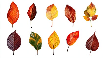 Obraz premium Autumn Silhouette Leaves Set: Silhouette leaves set, autumn leaves isolated on white background.