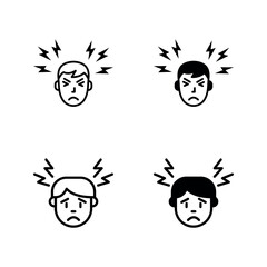 head pain icon set color editable on white background