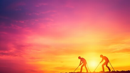 Obraz premium infrastructure high voltage power line Construction site with workers building new high voltage power lines, highlighting the development and expansion of energy networks