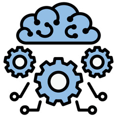 Machine Learning Blue Black Icon