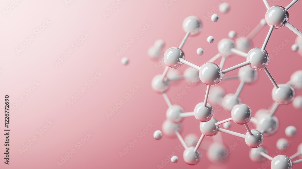 Poster exploring molecular networks atoms and bonds in colorful design