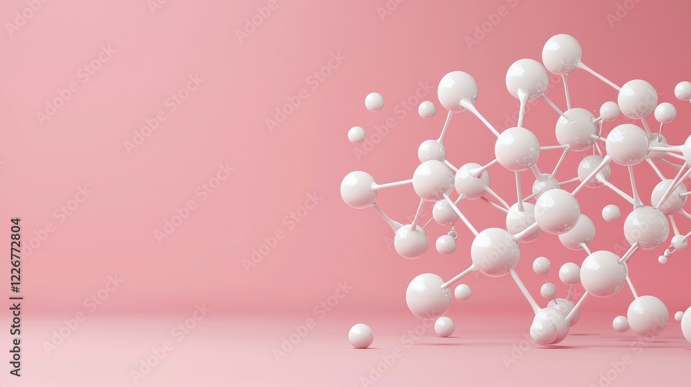 Poster exploring molecular networks atoms and bonds in colorful design