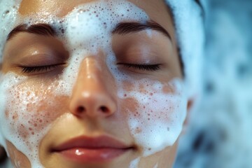 Fototapeta premium A close-up shot of someone wearing a towel wrapped around their head, possibly for sun protection or as a makeshift hat