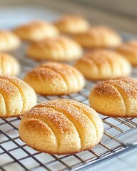 Fresh cookies with gooey centers displayed on a rustic wooden table, inviting and deliciously tempting.