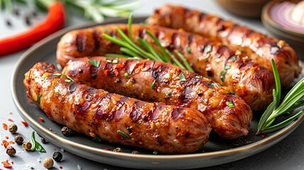 Fried sausages on a plate