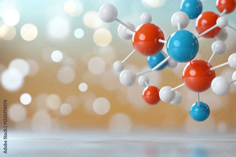 Poster exploring atoms and bonds in molecular networks science lab visual art