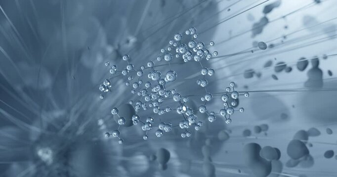 Oxytocin rotating molecular 3d structure ball-and-stick model, looped peptide hormone