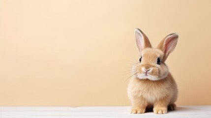 Obraz premium cute animal pet rabbit or bunny brown color smiling and laughing isolated with copy space for easter background, rabbit, animal, pet, cute, fur, ear, mammal, background, celebration