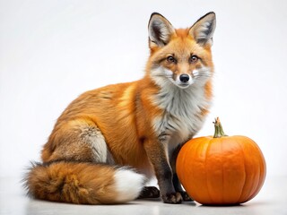 Obraz premium Fox Pumpkin Macro Photography AI Image