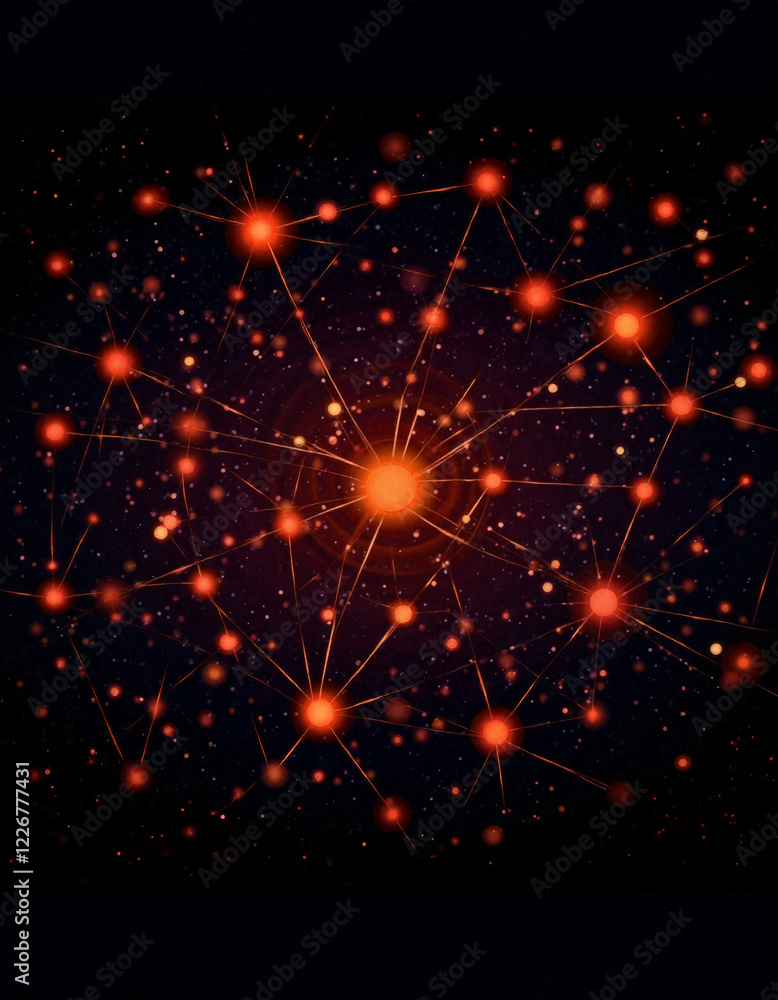 Poster abstract network design with a vibrant atmosphere representing connections against a dark background