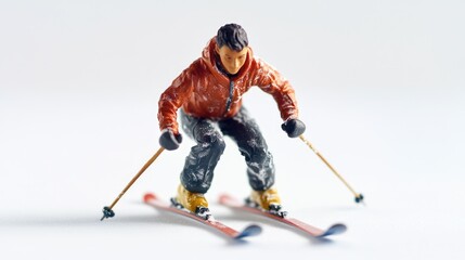 Obraz premium Toy figurine of a person skiing, perfect for winter or sports-themed illustrations