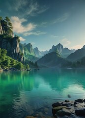 Ombre effect of blue and green hues blending into each other , color gradation, peaceful ambiance