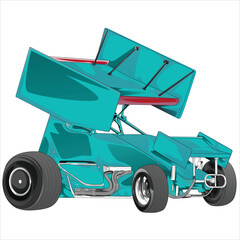 Outline blue racing car, isolated on a black background, for t-shirt design, print, and for business, purposes.