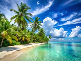 Tropical Beach Panorama - Summer Serenity, AI Photo