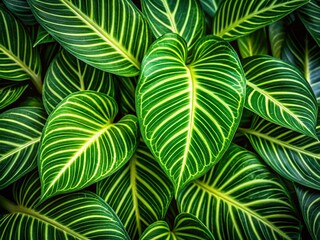 Tropical Green Leaf Texture Abstract Background AI Photo