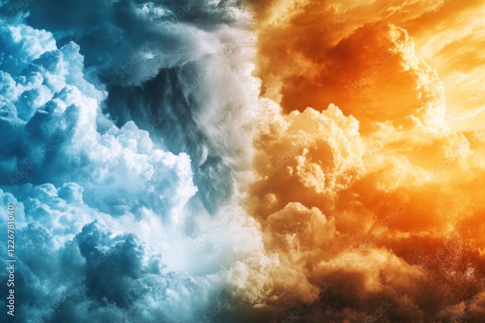 Poster two adjacent clouds with soft and white texture, ideal for weather or sky-related compositions