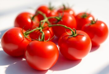 Freshly Harvested Tomatoes Glisten Under the Sunlight in a Vibrant Display. Generative AI
