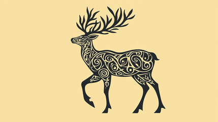 Celtic deer with ornamental elements in retro style. Vector version also available in gallery