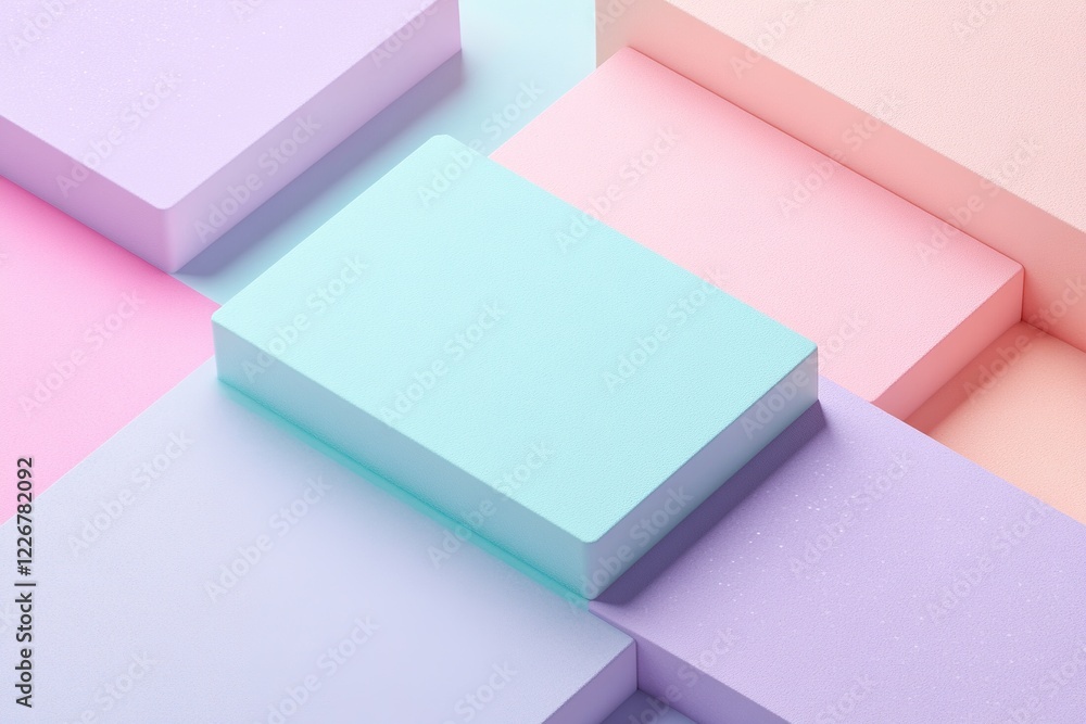 Poster soft pastel colors blend together in a harmonious overlapping arrangement, featuring geometric shape