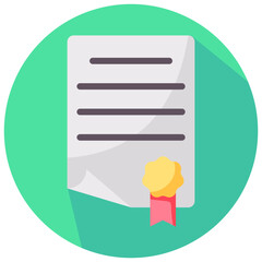 Fototapeta premium certificate vector round flat icon
