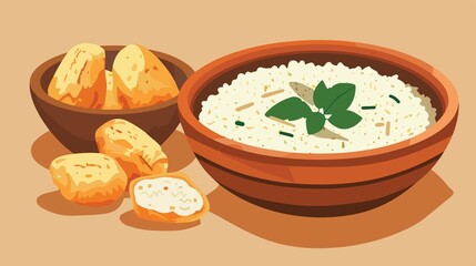 Traditional Nigerian Food Porridge Yam Flat Vector Illustration