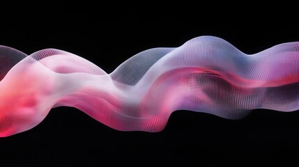 Fototapeta premium Abstract waveforms in dusty rose color on black background, long exposure effect