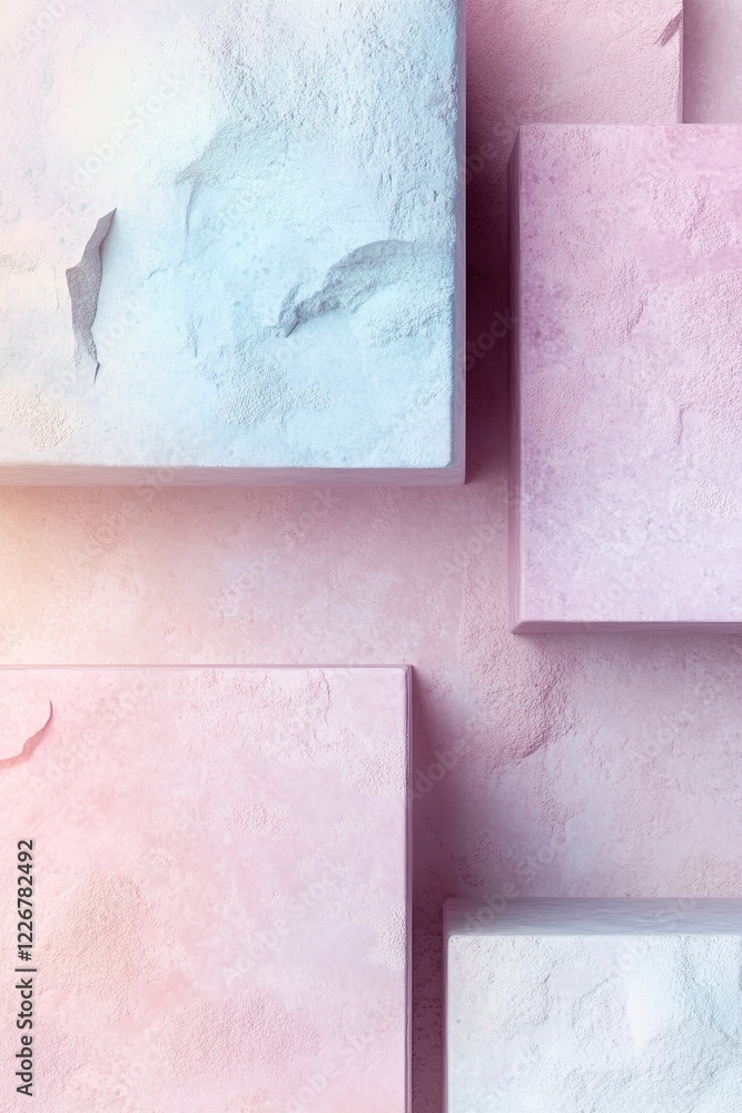 Poster soft hues of pink and blue overlap in a harmonious arrangement, showcasing a textured surface. this 