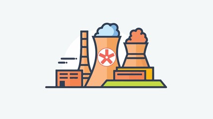 Naklejka premium Nuclear Plant Icon on White Background - Vector Illustration
