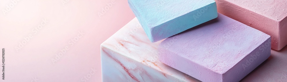 Poster a vibrant display of pastel blocks layered on a smooth surface captures the eye with their harmoniou