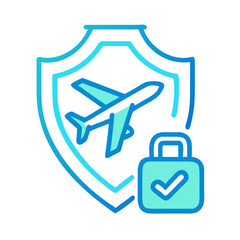 Obraz premium Travel Insurance Icon with airplane and shield