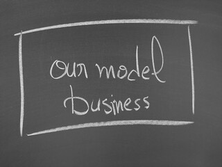 Our model business written in chalk on a blackboard in a stylish and clean manner