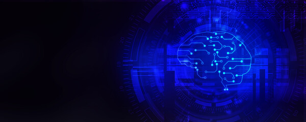 2d illustration Concept of thinking, background with brain, Abstract Artificial intelligence. Technology web background